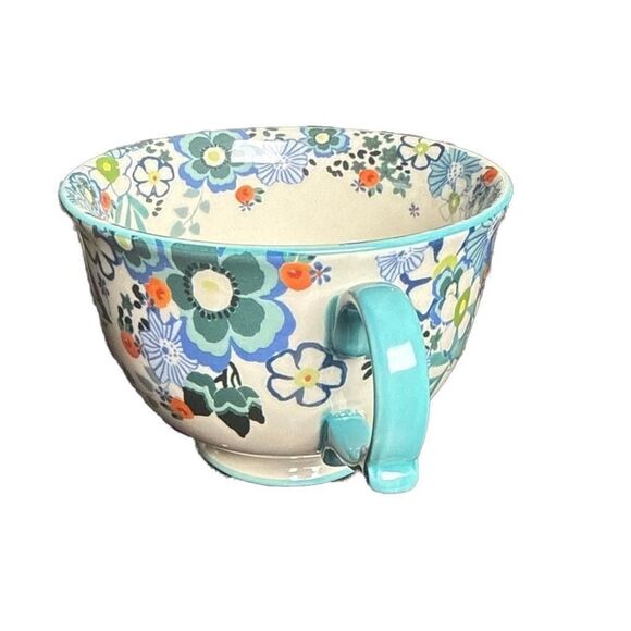 Anthropologie Tea Time Monogram Initial 'A' Floral Footed Ceramic Mug - Picture 2 of 6